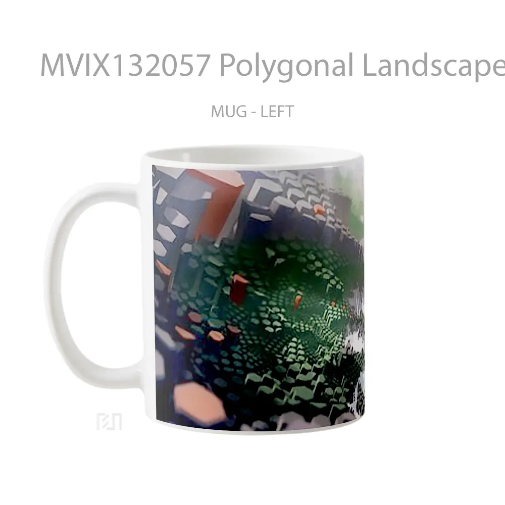 Mug Polygonal Landscape Gelas Pemandangan Alam - All-side / Desain