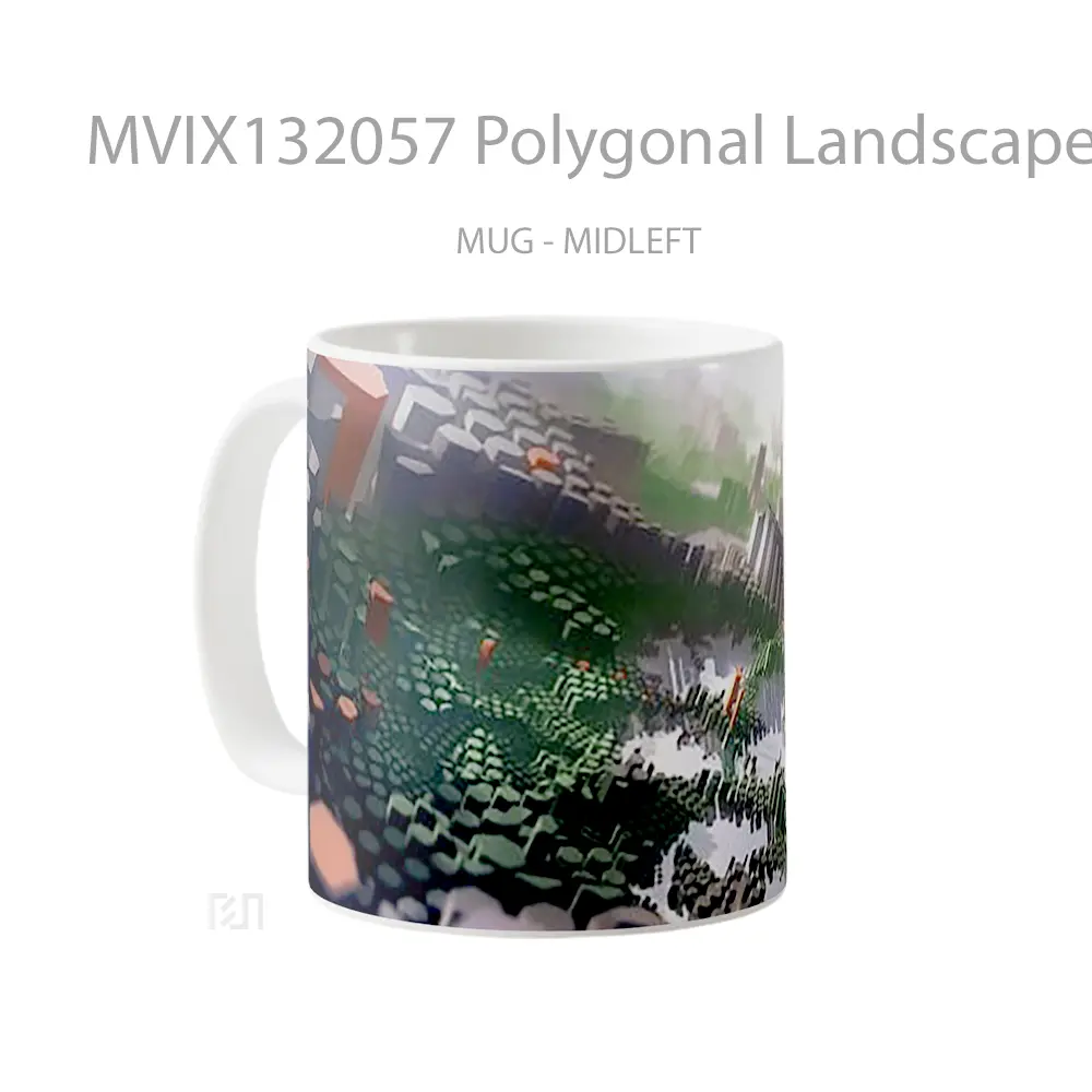 Mug Polygonal Landscape Gelas Pemandangan Alam - All-side / Desain