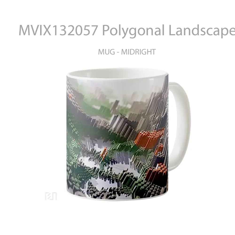 Mug Polygonal Landscape Gelas Pemandangan Alam - All-side / Desain