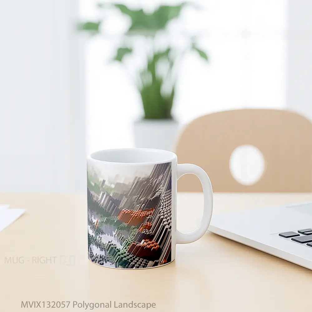Mug Polygonal Landscape Gelas Pemandangan Alam - All-side / Desain