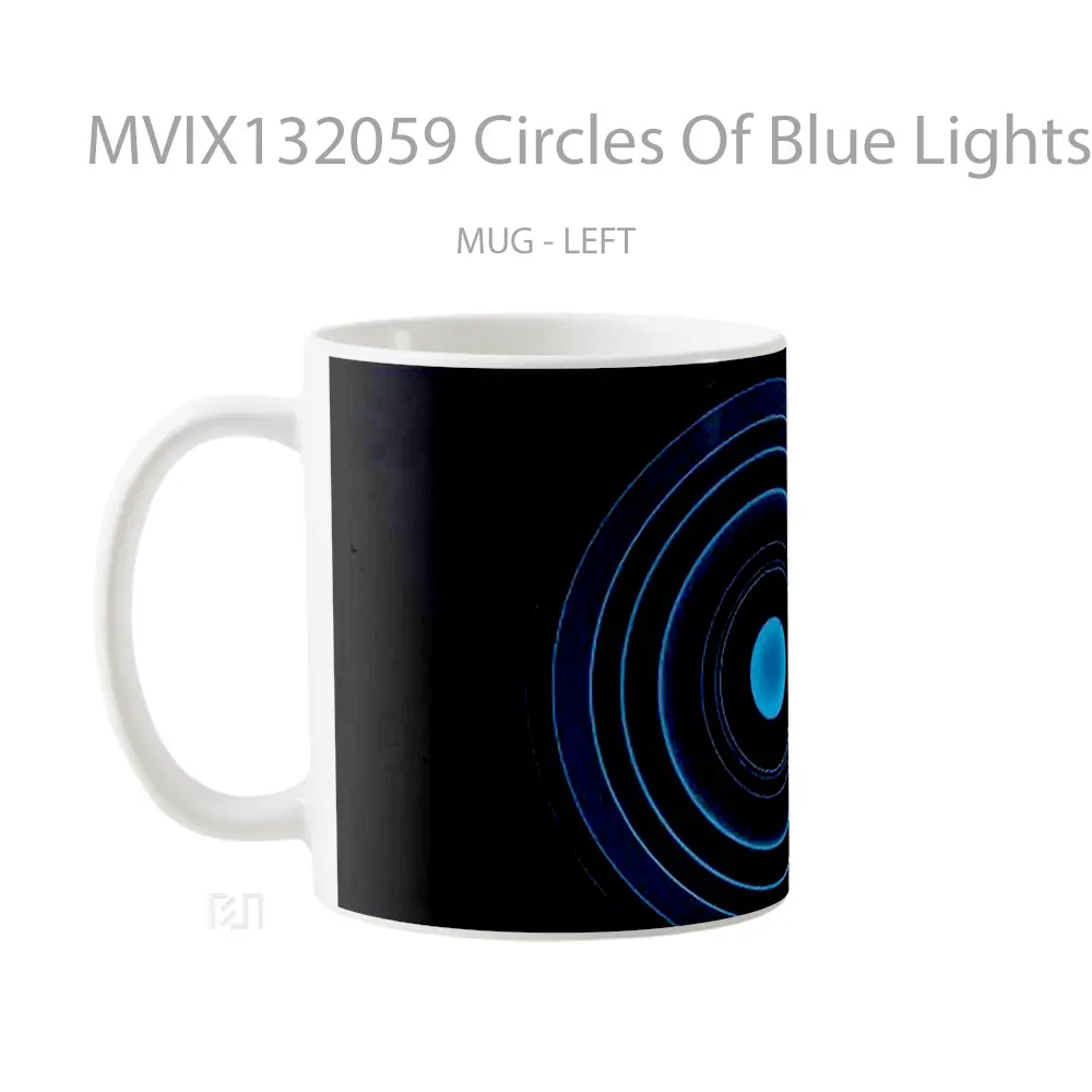Mug Circles Of Blue Lights Gelas Keramik Unik - All-side / Desain