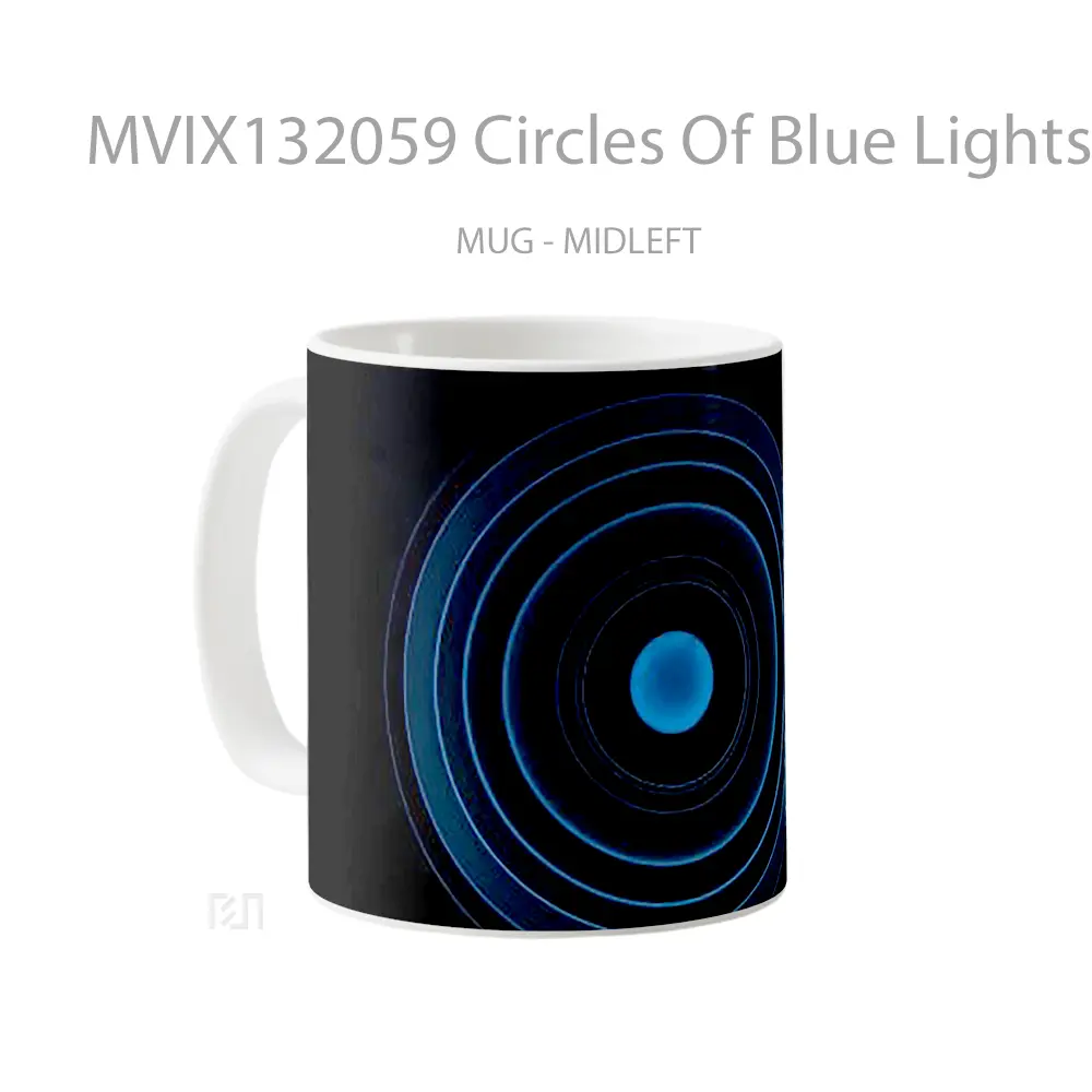 Mug Circles Of Blue Lights Gelas Keramik Unik - All-side / Desain
