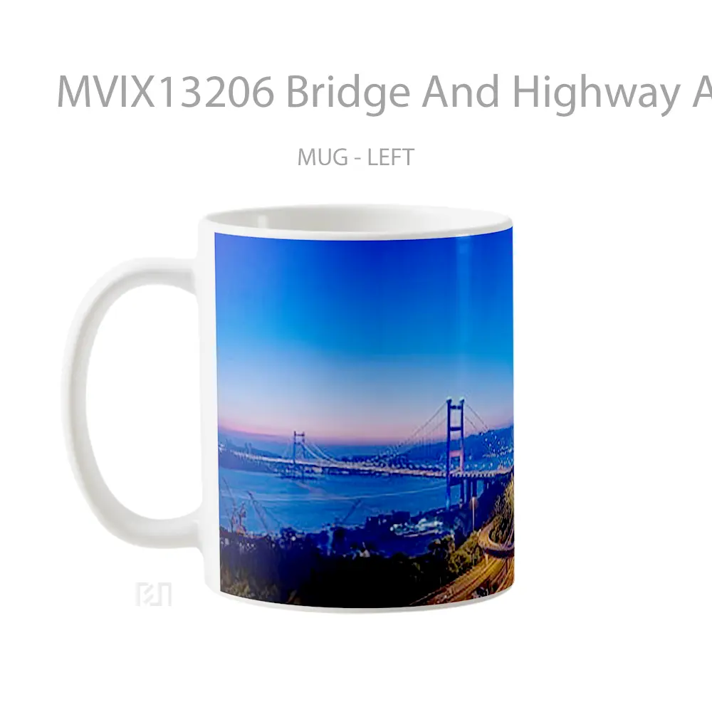 Mug Bridge And Highway At Night Gelas Keramik Unik - All-side / Desain