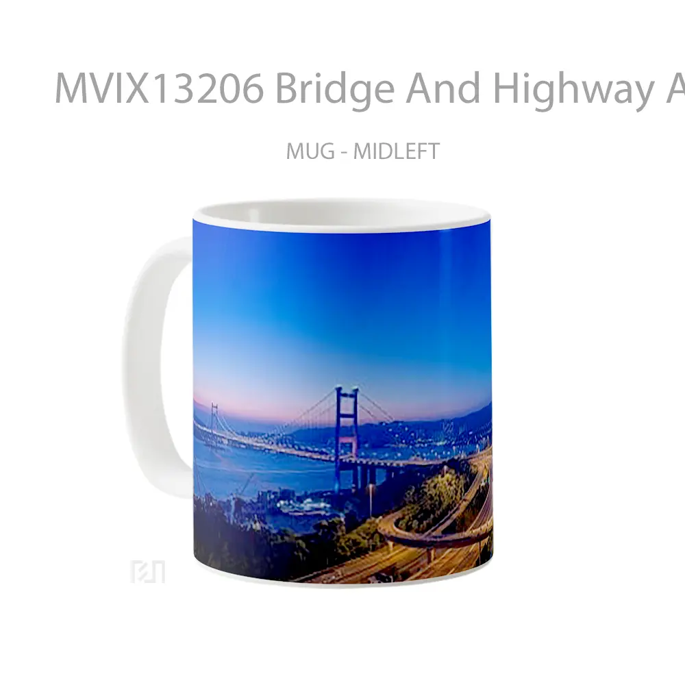Mug Bridge And Highway At Night Gelas Keramik Unik - All-side / Desain