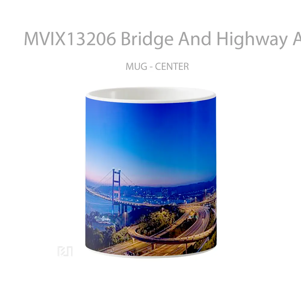 Mug Bridge And Highway At Night Gelas Keramik Unik