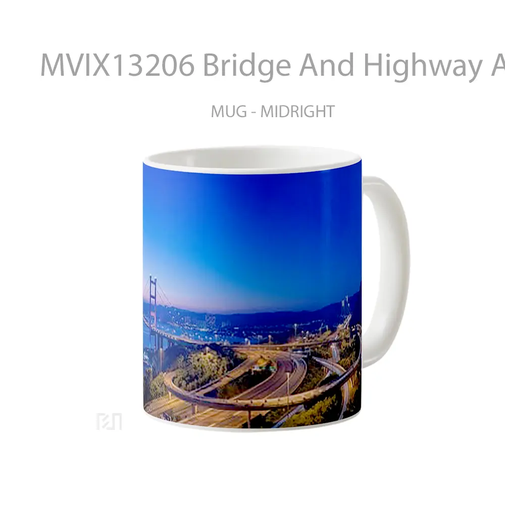 Mug Bridge And Highway At Night Gelas Keramik Unik - All-side / Desain
