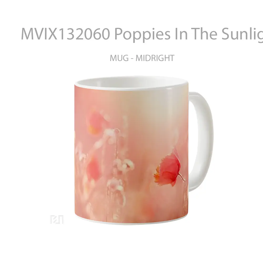 Mug Poppies In The Sunlight Gelas Keramik Unik - All-side / Desain