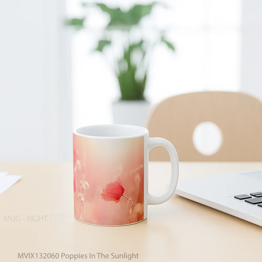 Mug Poppies In The Sunlight Gelas Keramik Unik - All-side / Desain