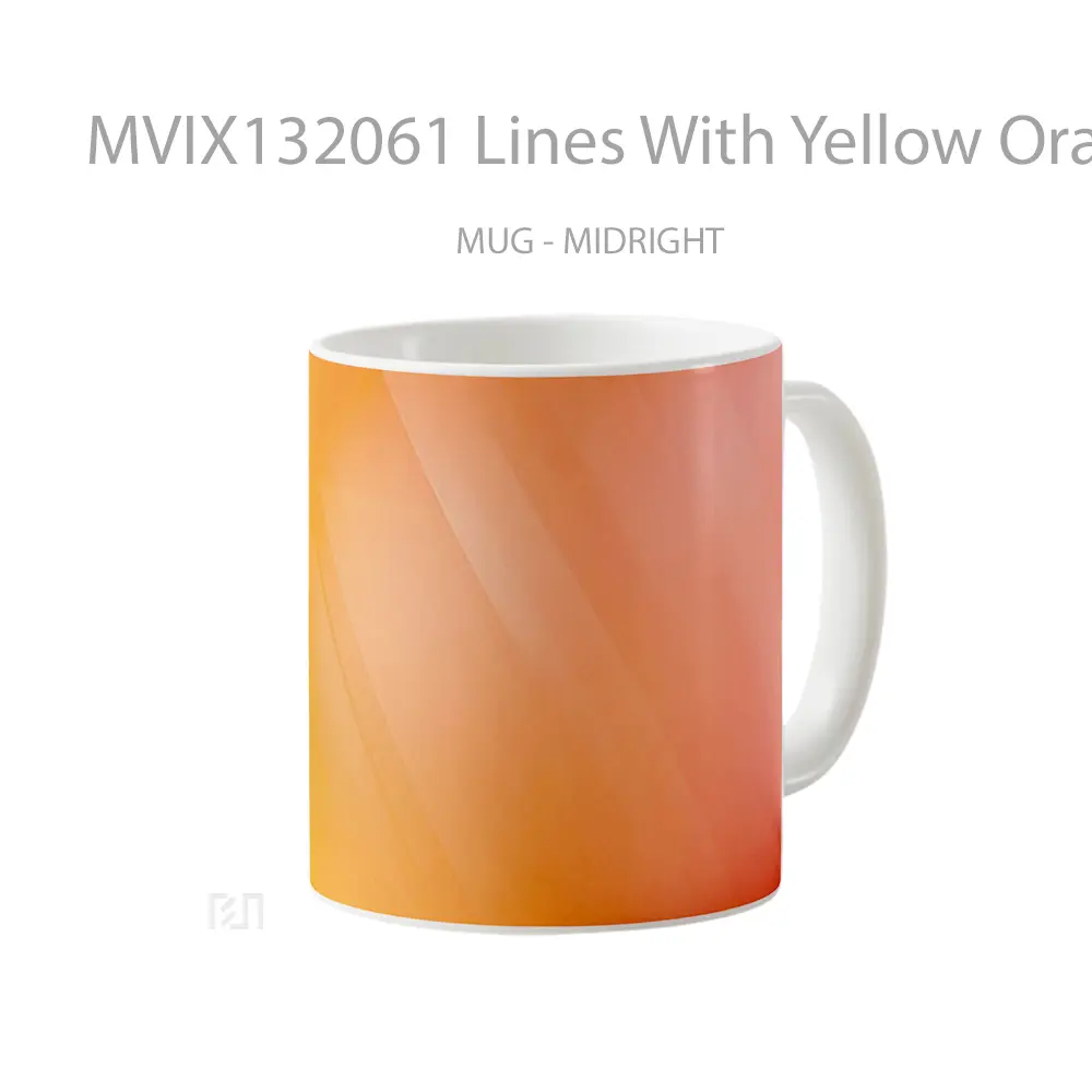Mug Lines With Yellow Orange And Pink Gradient Background Gelas Keramik Unik - All-side / Desain