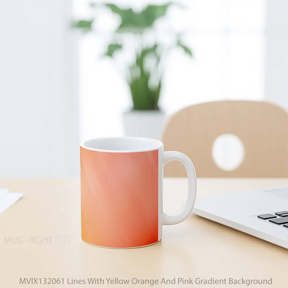 Mug Lines With Yellow Orange And Pink Gradient Background Gelas Keramik Unik - All-side / Desain