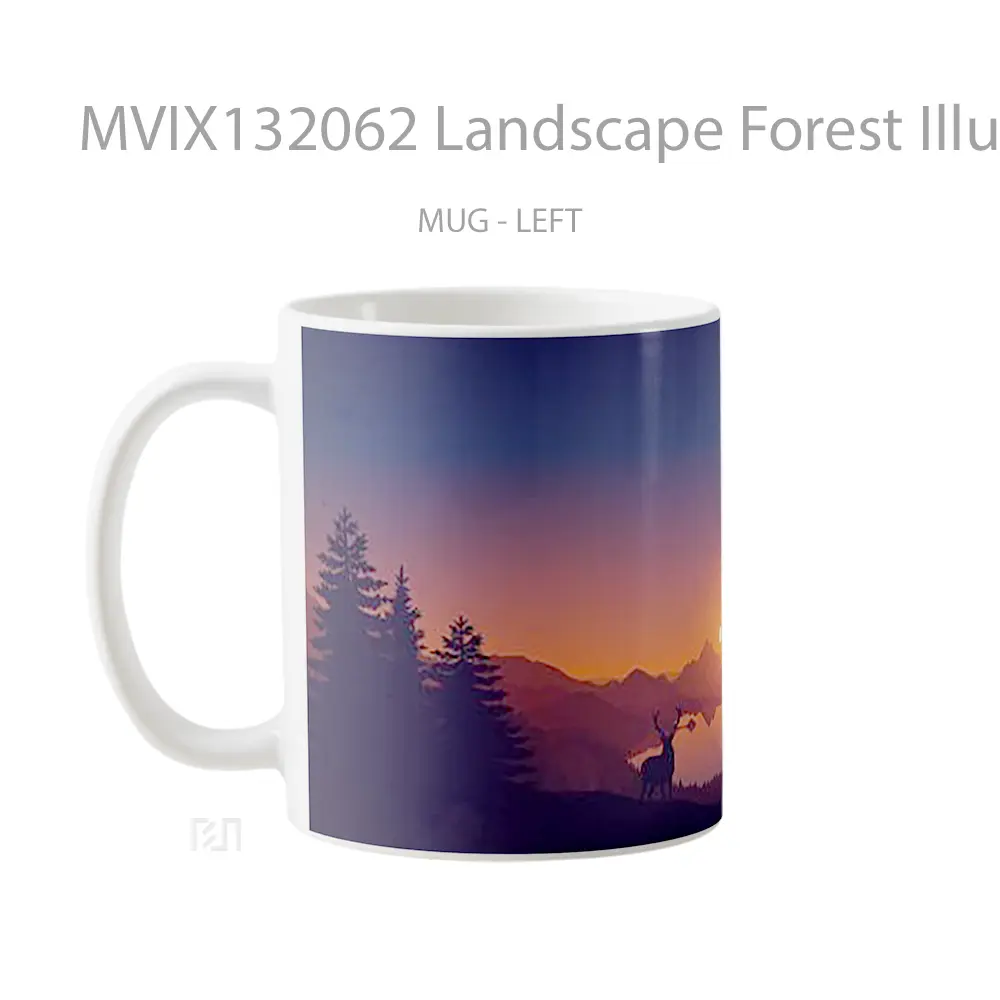 Mug Landscape Forest Illustration Gelas Pemandangan Alam - All-side / Desain