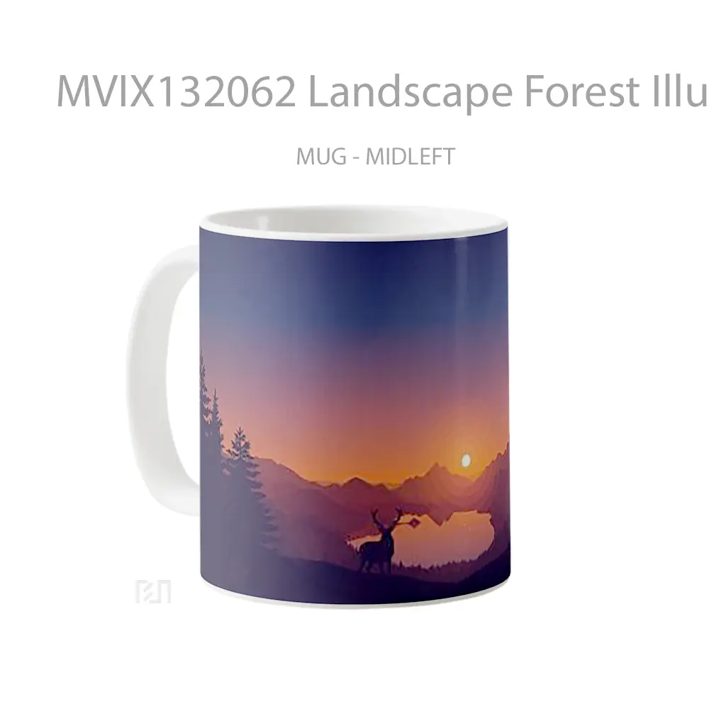 Mug Landscape Forest Illustration Gelas Pemandangan Alam - All-side / Desain