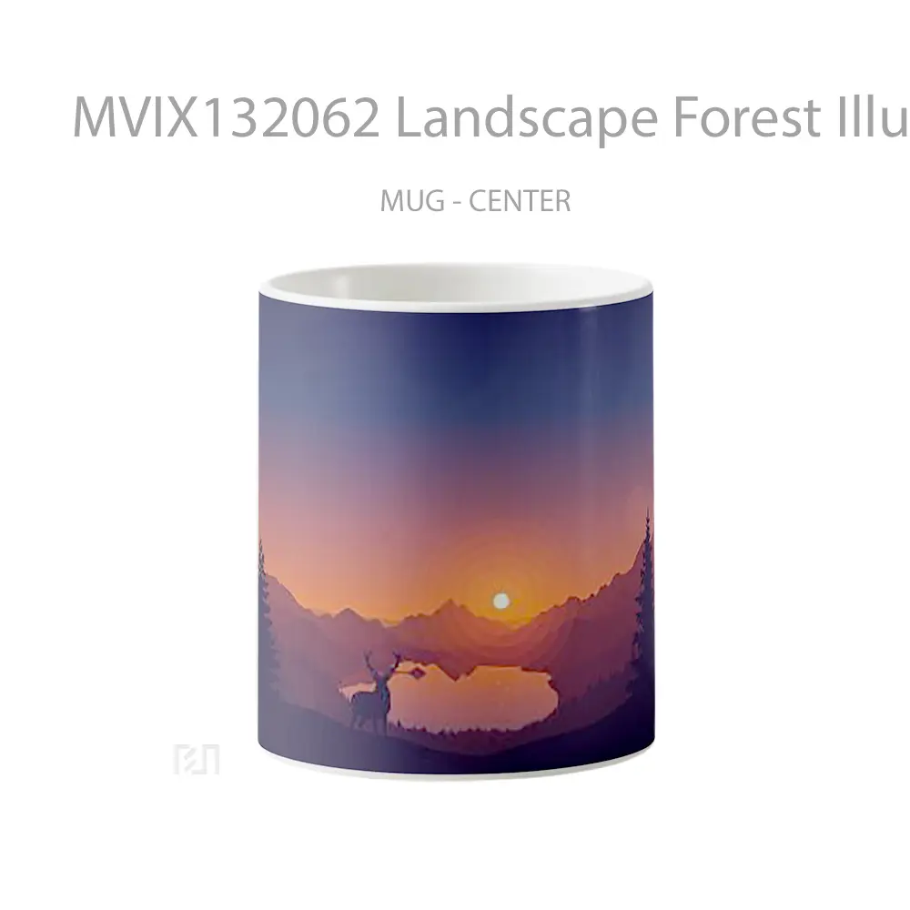 Mug Landscape Forest Illustration Gelas Pemandangan Alam