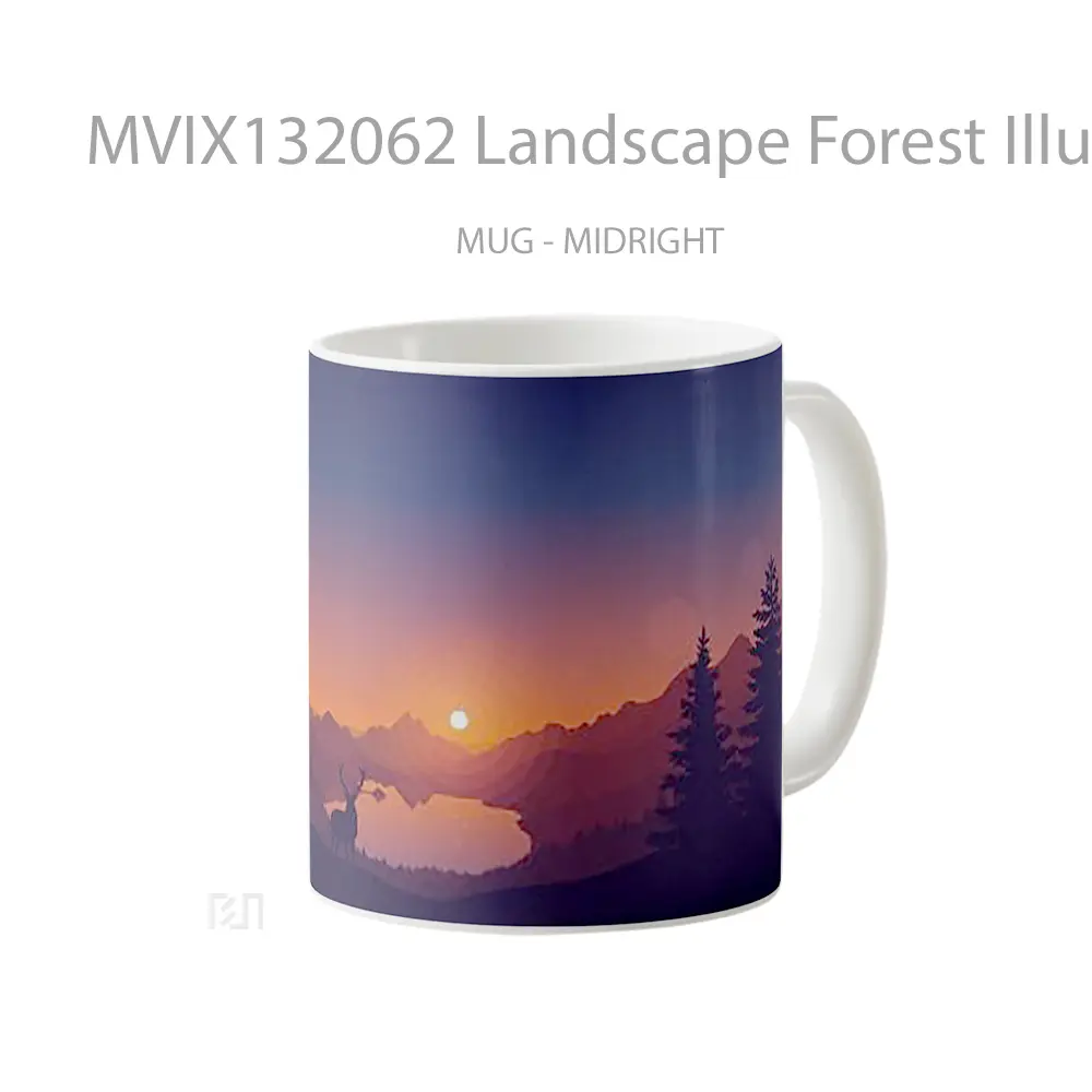 Mug Landscape Forest Illustration Gelas Pemandangan Alam - All-side / Desain