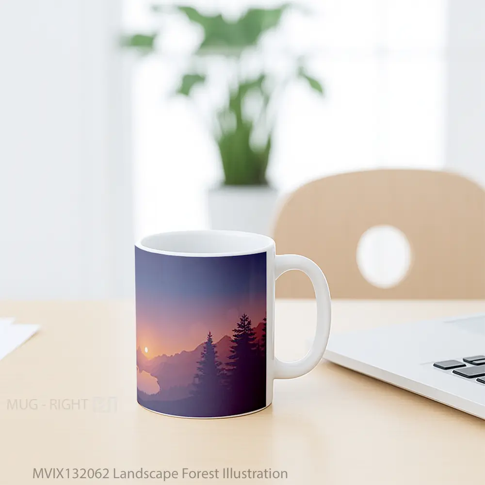 Mug Landscape Forest Illustration Gelas Pemandangan Alam - All-side / Desain
