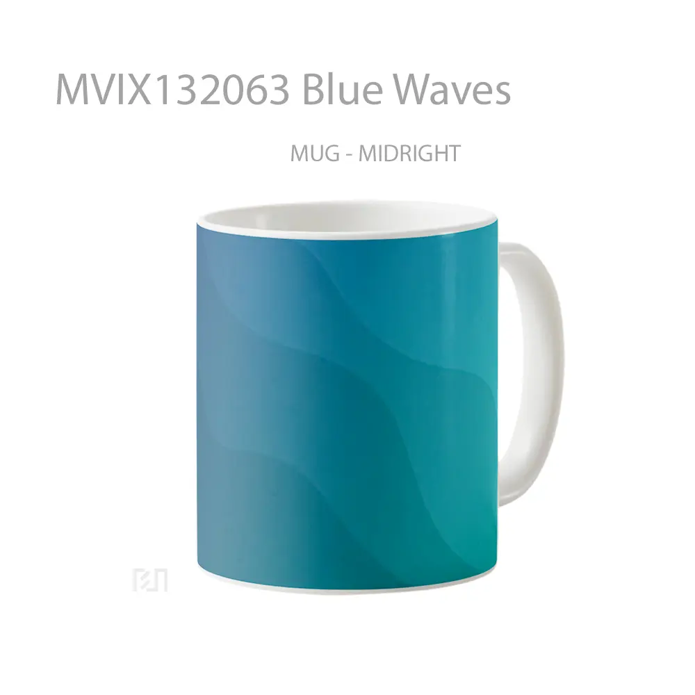 Mug Blue Waves Gelas Keramik Unik - All-side / Desain