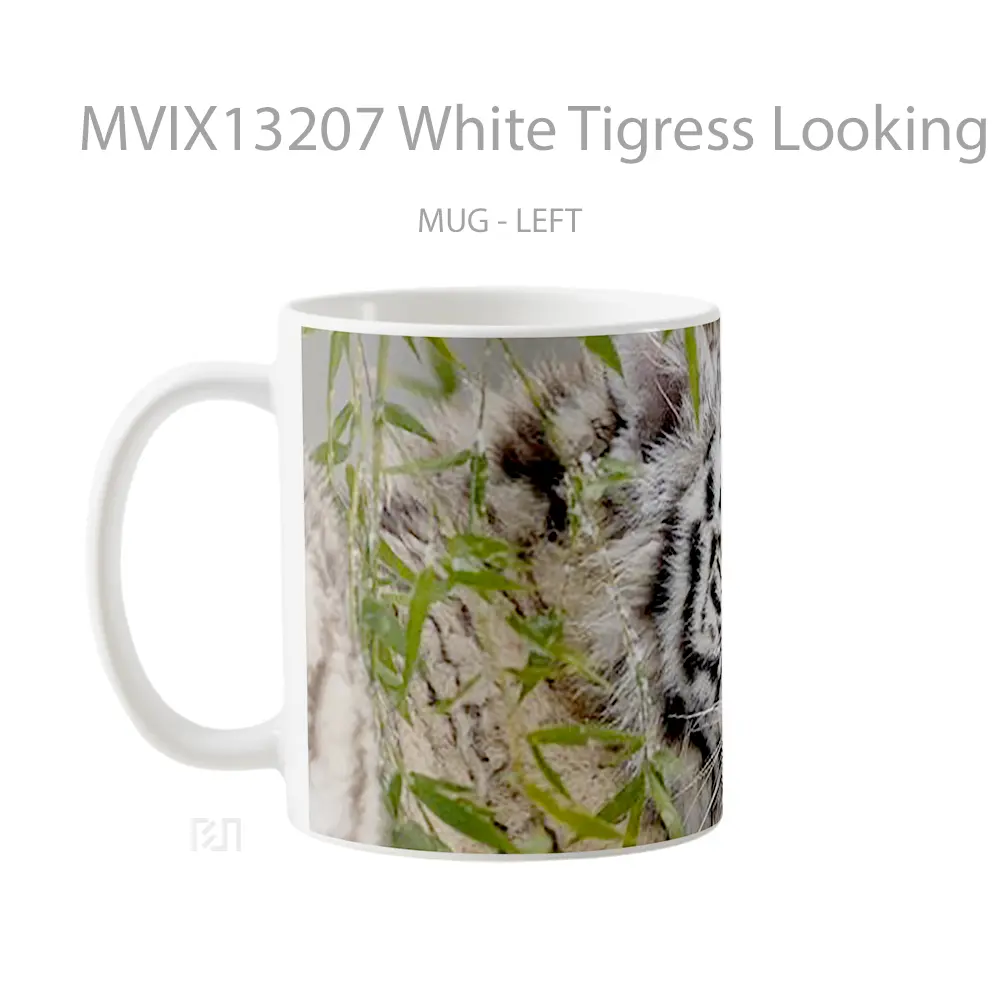 Mug White Tigress Looking Back Gelas Keramik Unik - All-side / Desain
