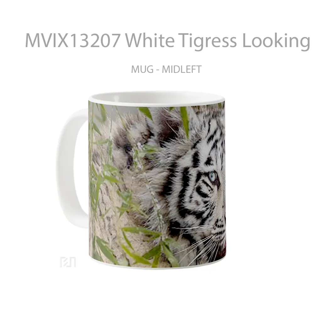Mug White Tigress Looking Back Gelas Keramik Unik - All-side / Desain
