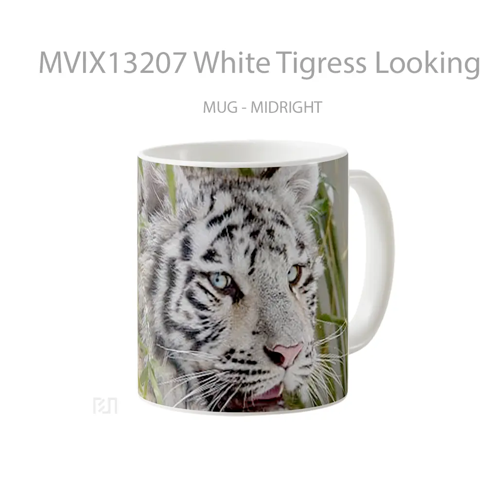 Mug White Tigress Looking Back Gelas Keramik Unik - All-side / Desain