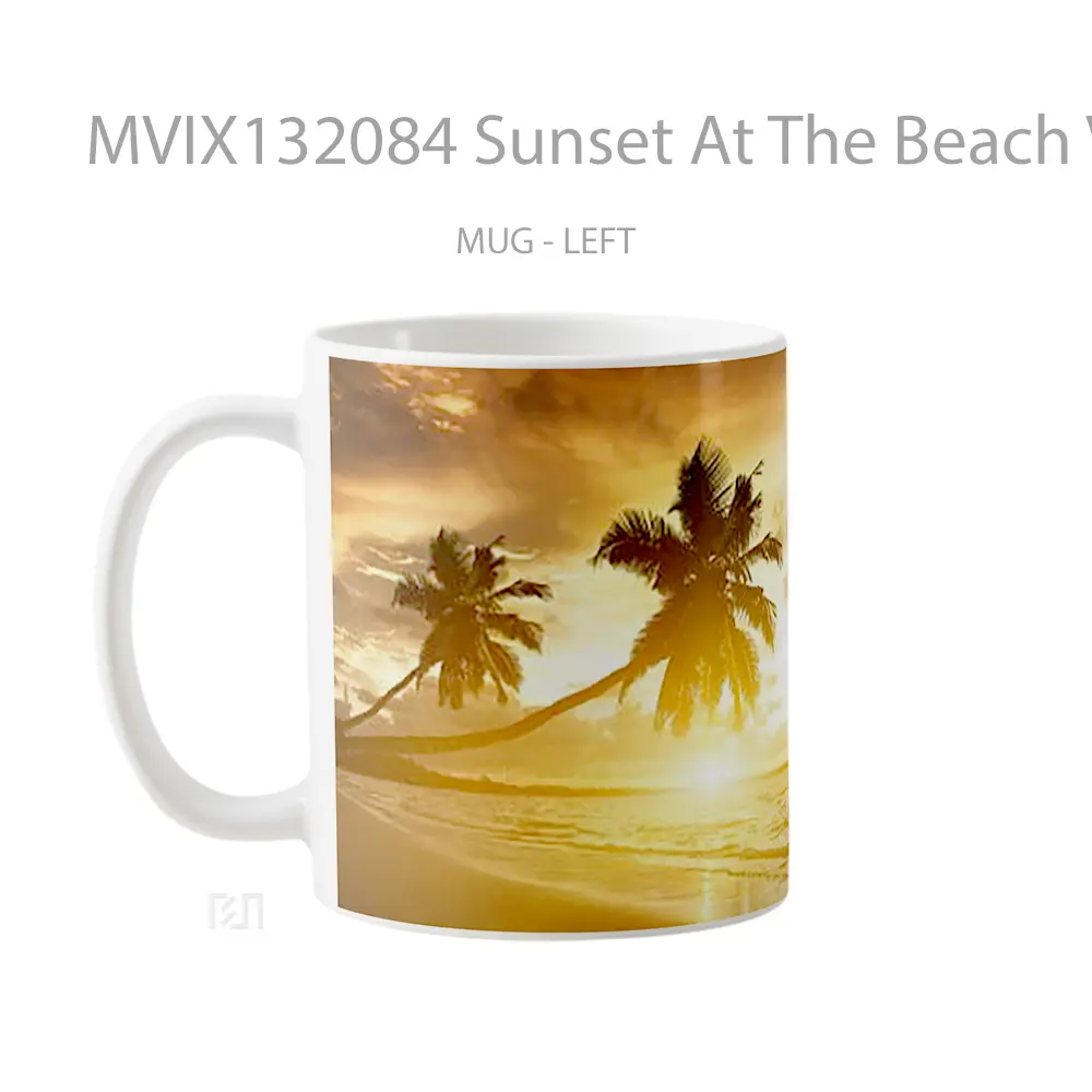 Mug Sunset At The Beach V1 Gelas Pemandangan Alam - All-side / Desain