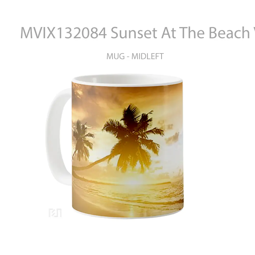 Mug Sunset At The Beach V1 Gelas Pemandangan Alam - All-side / Desain