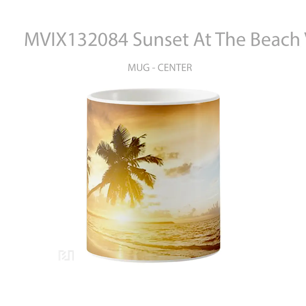 Mug Sunset At The Beach V1 Gelas Pemandangan Alam
