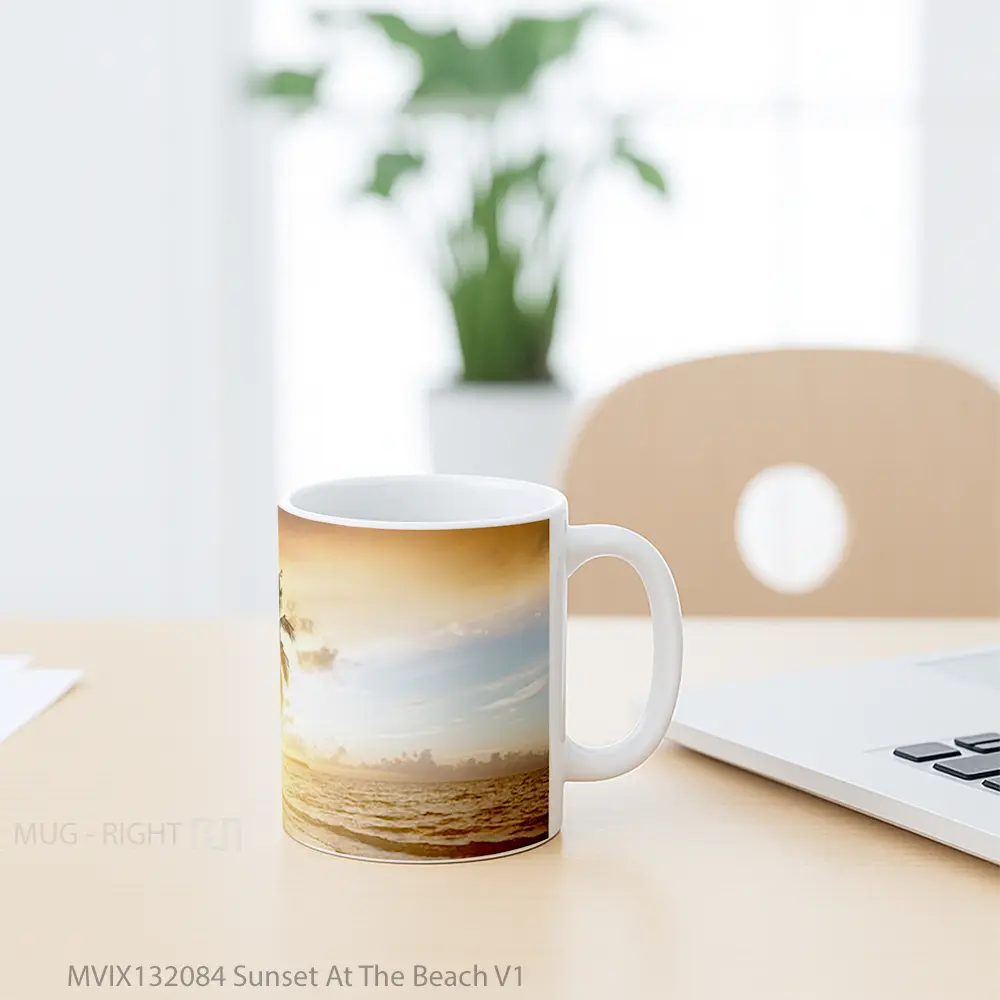 Mug Sunset At The Beach V1 Gelas Pemandangan Alam - All-side / Desain