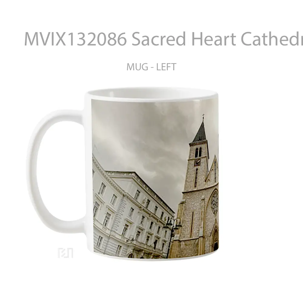 Mug Sacred Heart Cathedral Sarajevo Gelas Keramik Unik - All-side / Desain