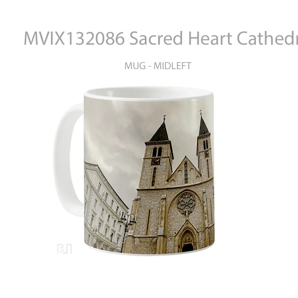 Mug Sacred Heart Cathedral Sarajevo Gelas Keramik Unik - All-side / Desain