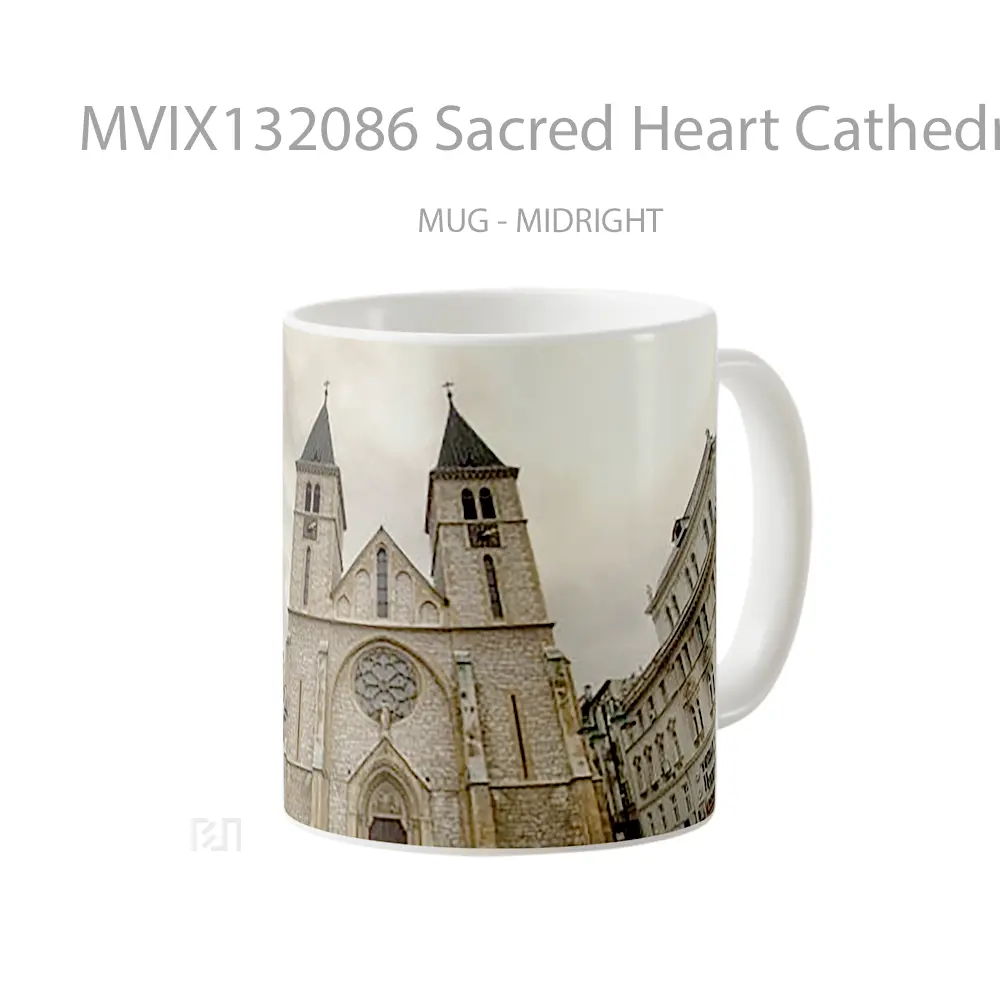 Mug Sacred Heart Cathedral Sarajevo Gelas Keramik Unik - All-side / Desain