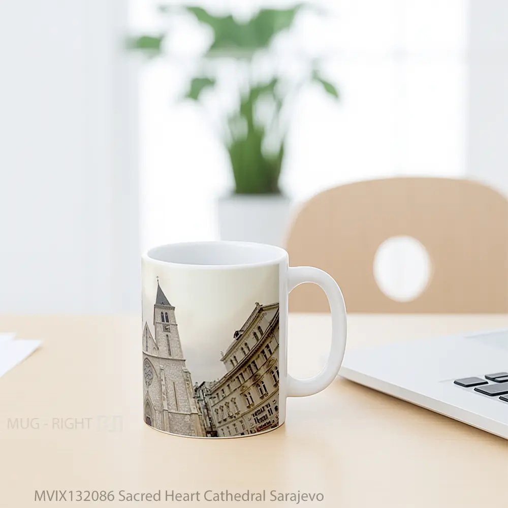 Mug Sacred Heart Cathedral Sarajevo Gelas Keramik Unik - All-side / Desain