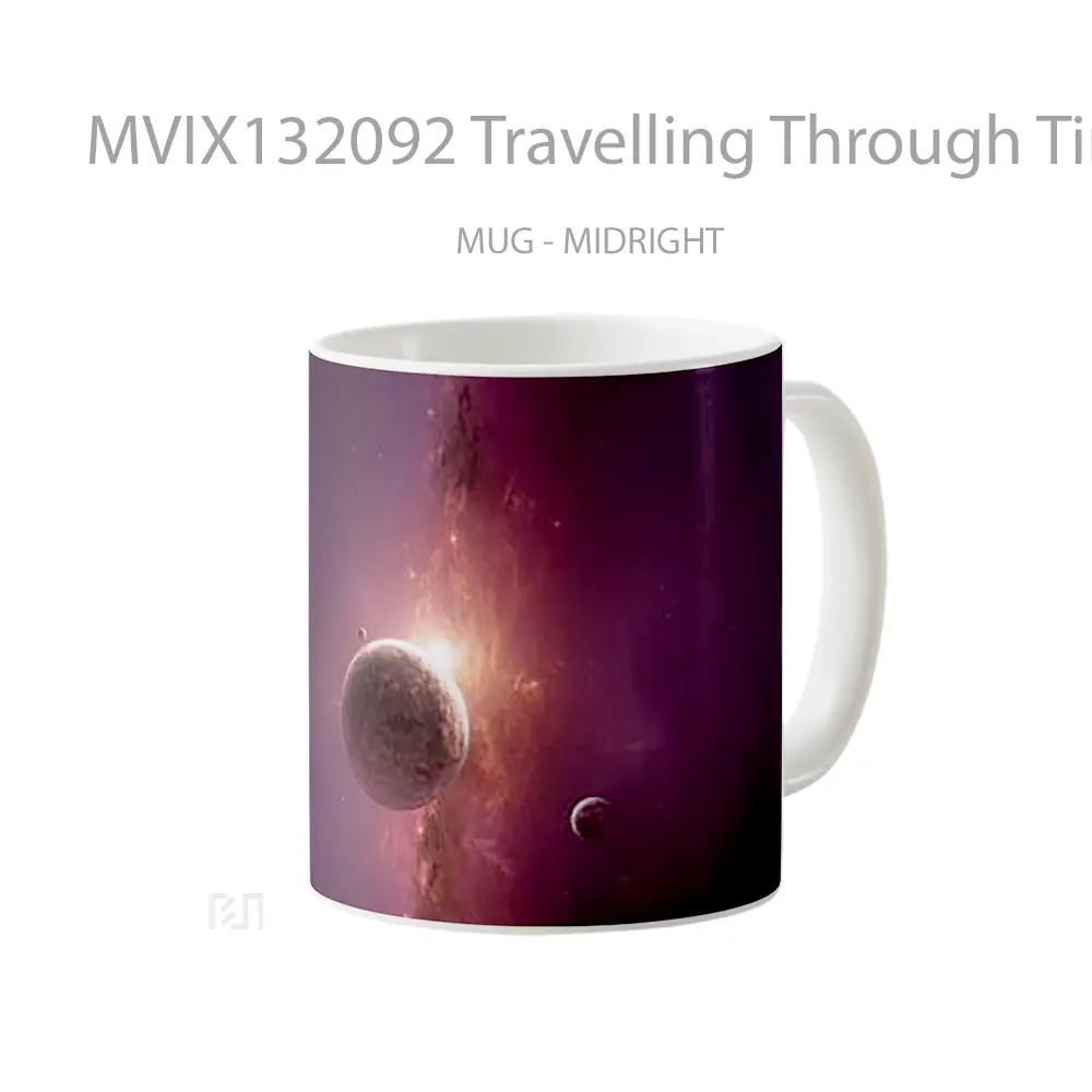 Mug Travelling Through Time Gelas Keramik Unik - All-side / Desain