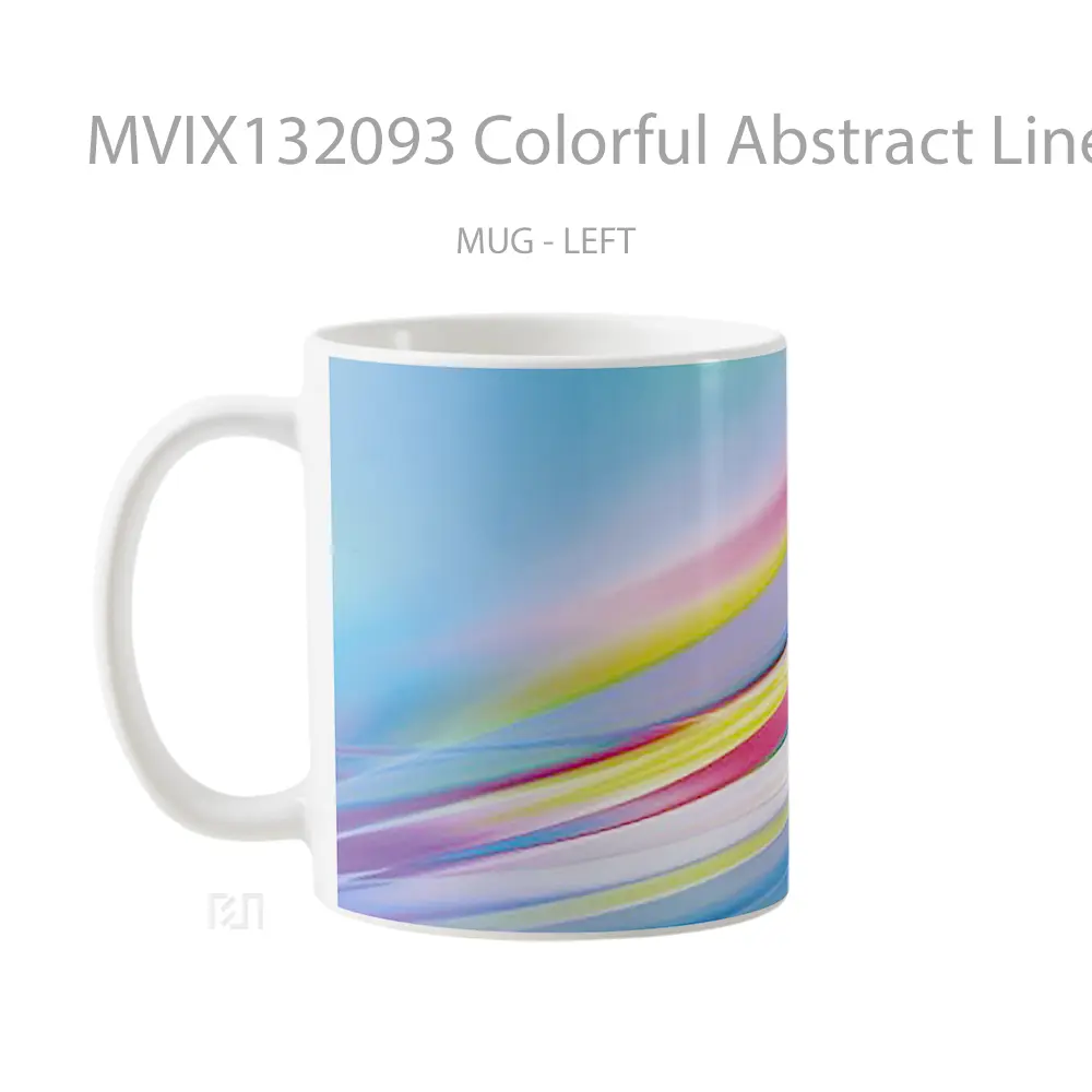 Mug Colorful Abstract Lines Gelas Seni Modern - All-side / Desain