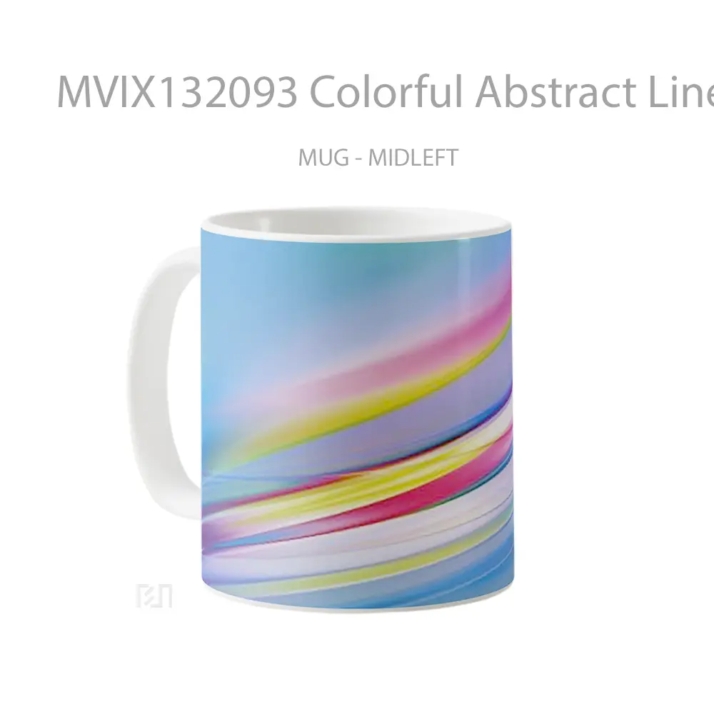 Mug Colorful Abstract Lines Gelas Seni Modern - All-side / Desain