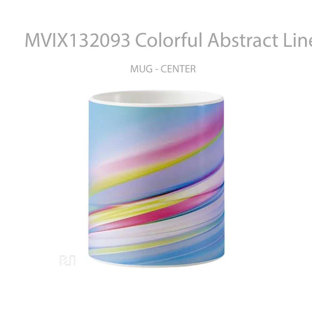 Mug Keramik Premium SNI - Mug Colorful Abstract Lines Gelas Seni Modern