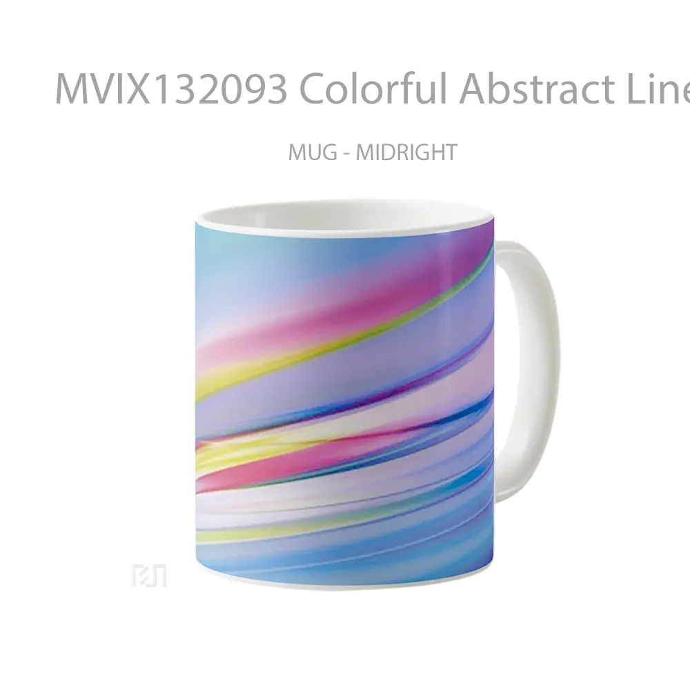 Mug Colorful Abstract Lines Gelas Seni Modern - All-side / Desain