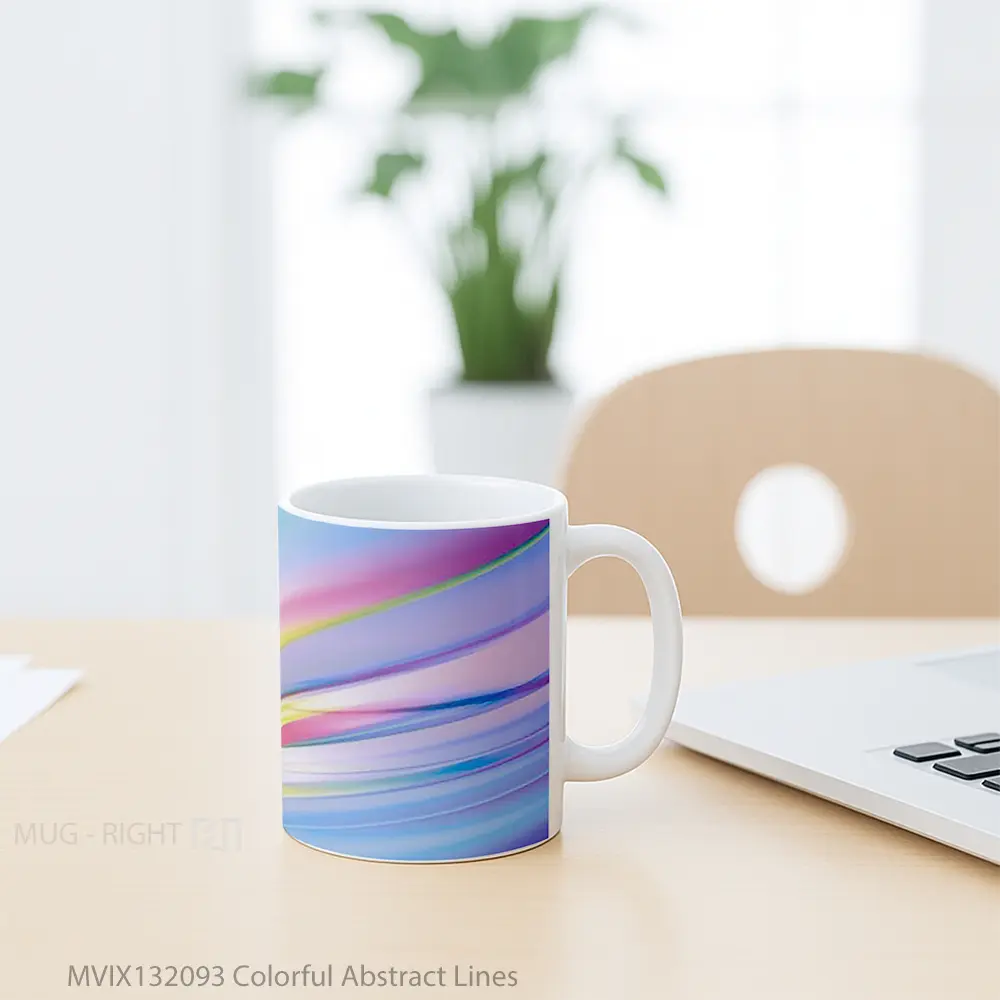 Mug Colorful Abstract Lines Gelas Seni Modern - All-side / Desain