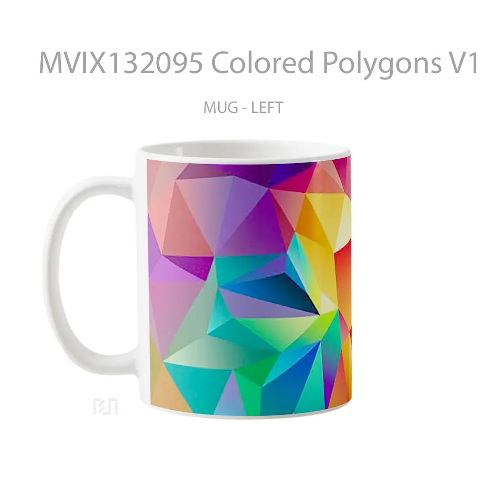 Mug Colored Polygons V1 Gelas Keramik Unik - All-side / Desain