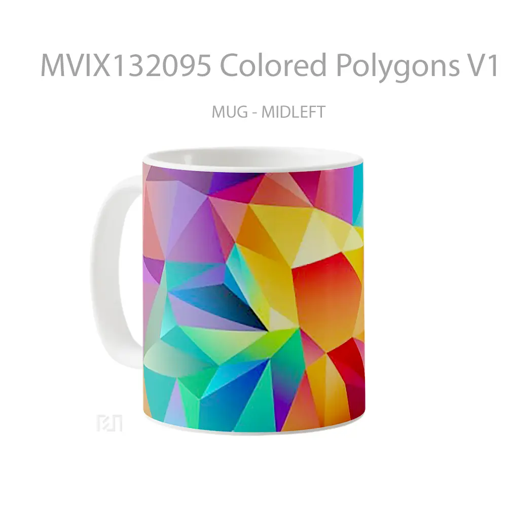 Mug Colored Polygons V1 Gelas Keramik Unik - All-side / Desain
