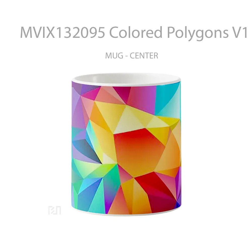 Mug Colored Polygons V1 Gelas Keramik Unik