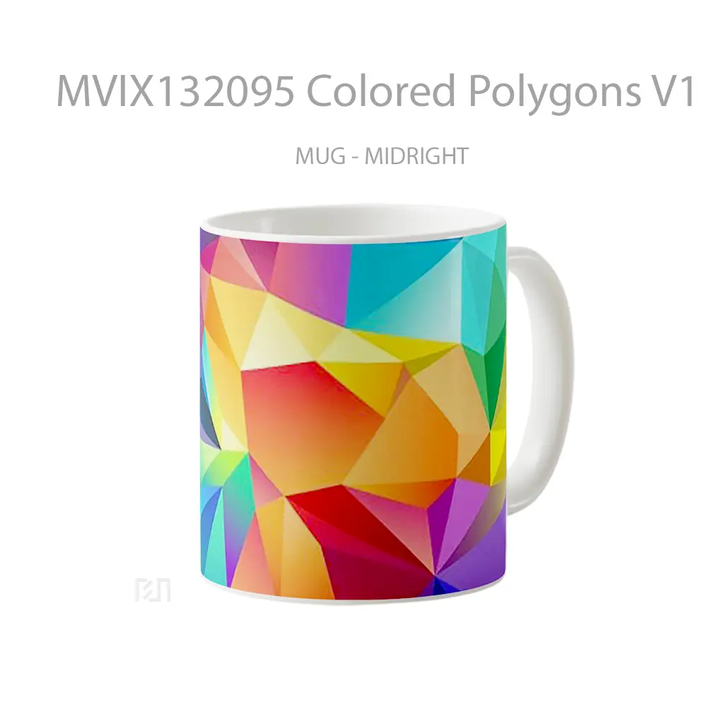 Mug Colored Polygons V1 Gelas Keramik Unik - All-side / Desain