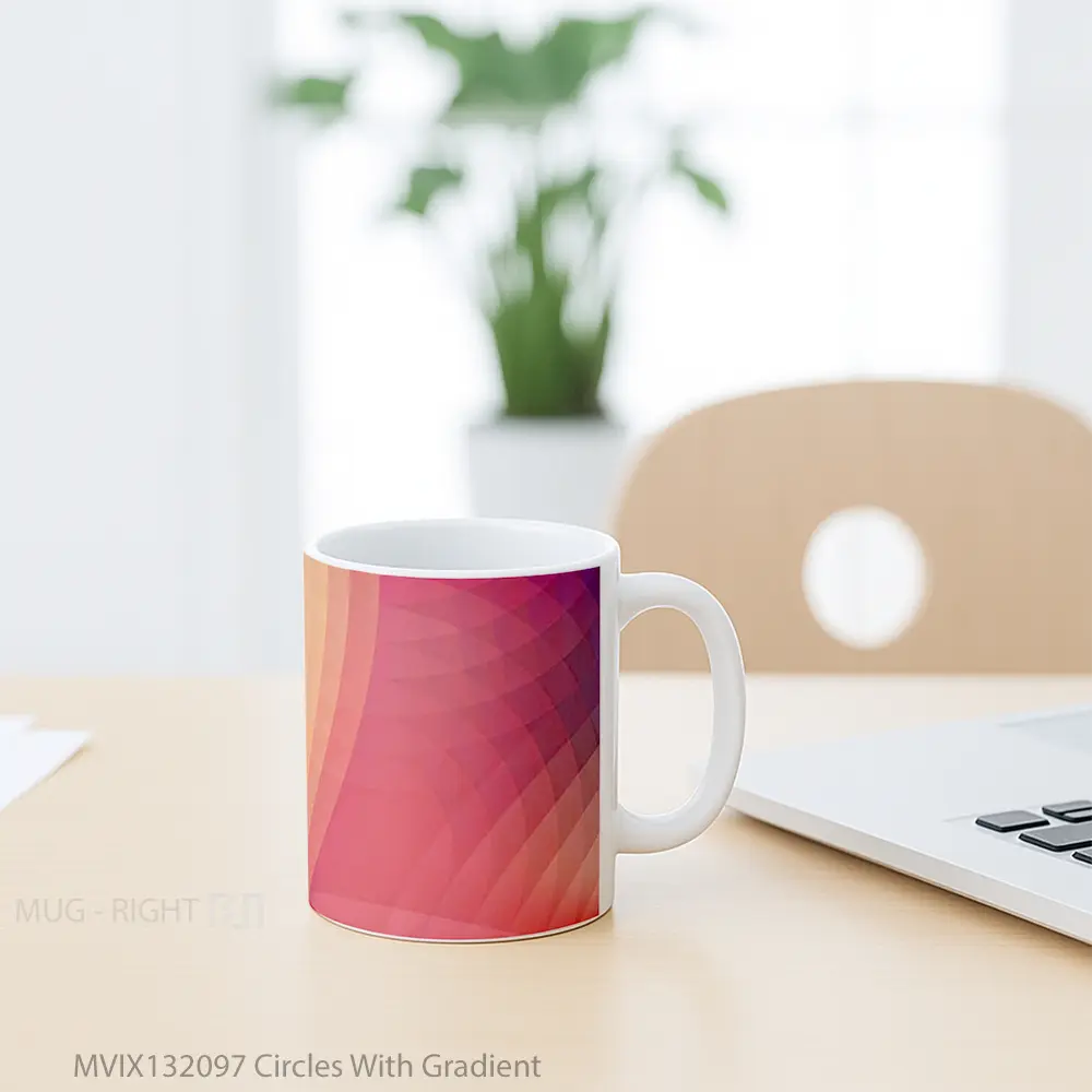 Mug Circles With Gradient Gelas Keramik Unik - All-side / Desain