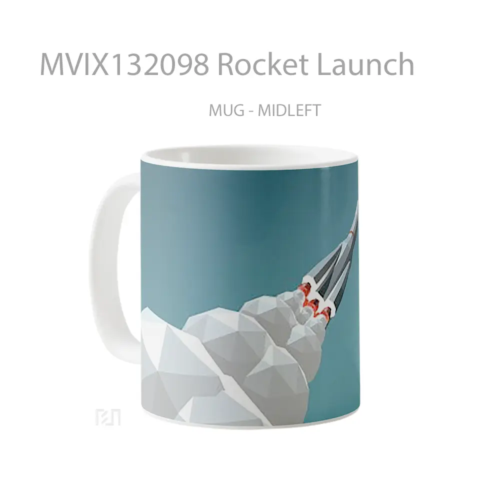 Mug Rocket Launch Gelas Keramik Unik - All-side / Desain