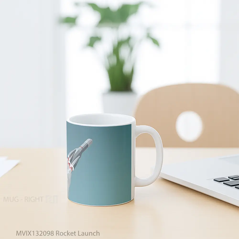 Mug Rocket Launch Gelas Keramik Unik - All-side / Desain