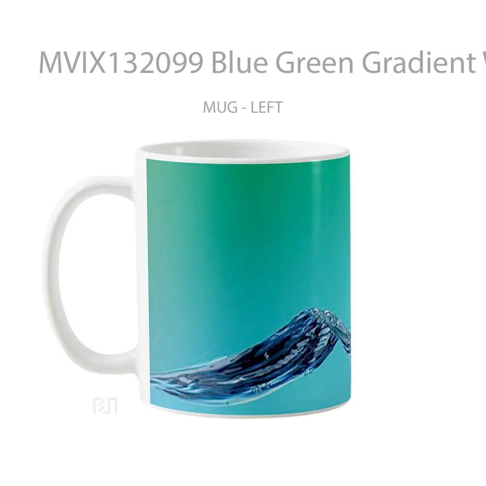 Mug Blue Green Gradient Water Gelas Pemandangan Alam - All-side / Desain