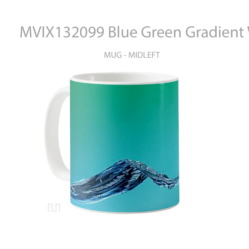 Mug Blue Green Gradient Water Gelas Pemandangan Alam - All-side / Desain