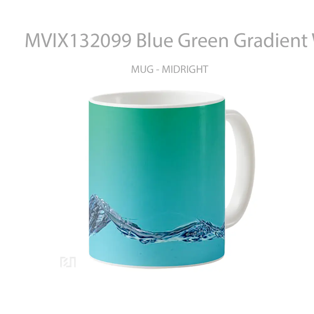 Mug Blue Green Gradient Water Gelas Pemandangan Alam - All-side / Desain