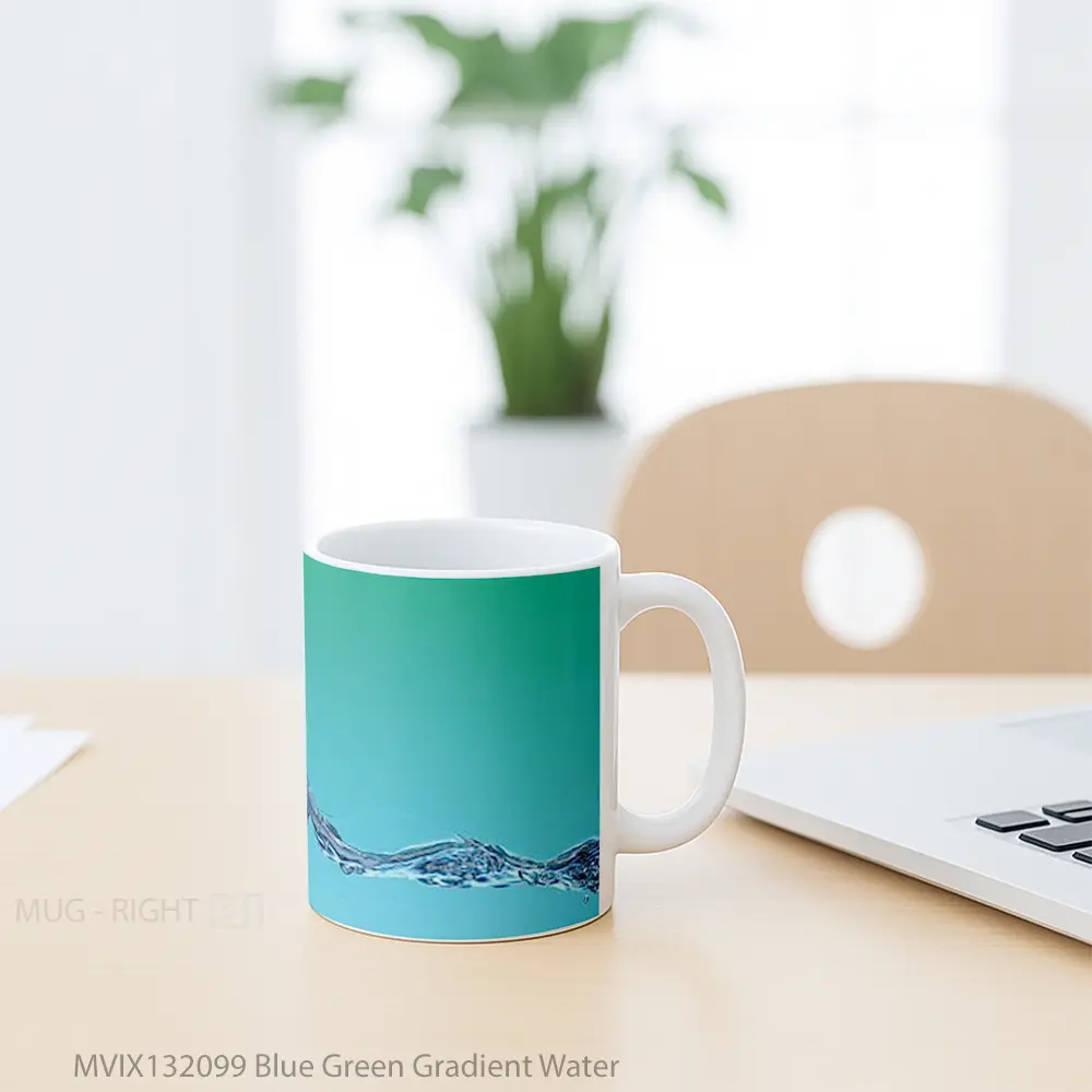 Mug Blue Green Gradient Water Gelas Pemandangan Alam - All-side / Desain