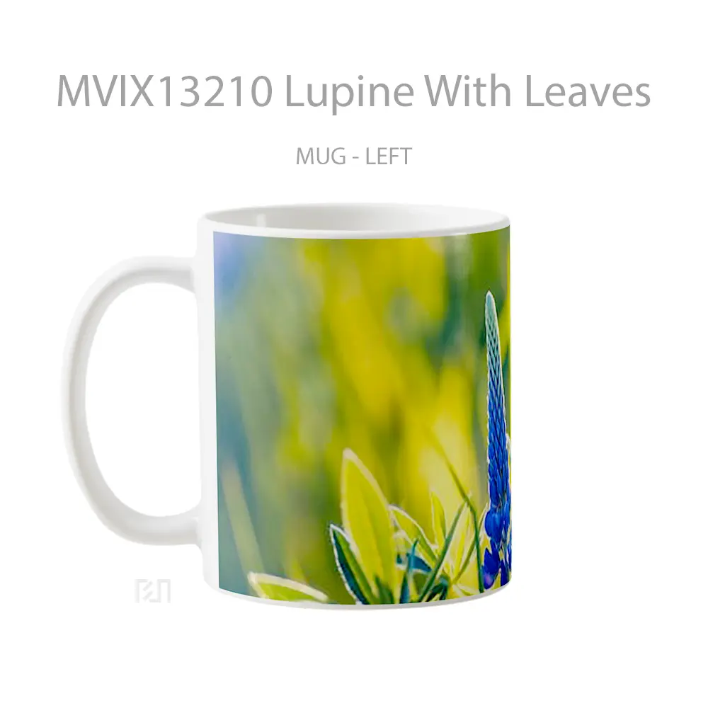 Mug Lupine With Leaves Gelas Keramik Unik - All-side / Desain