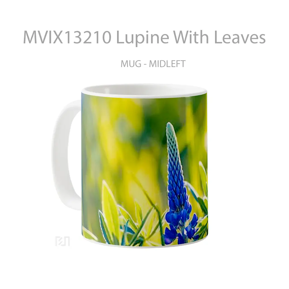 Mug Lupine With Leaves Gelas Keramik Unik - All-side / Desain